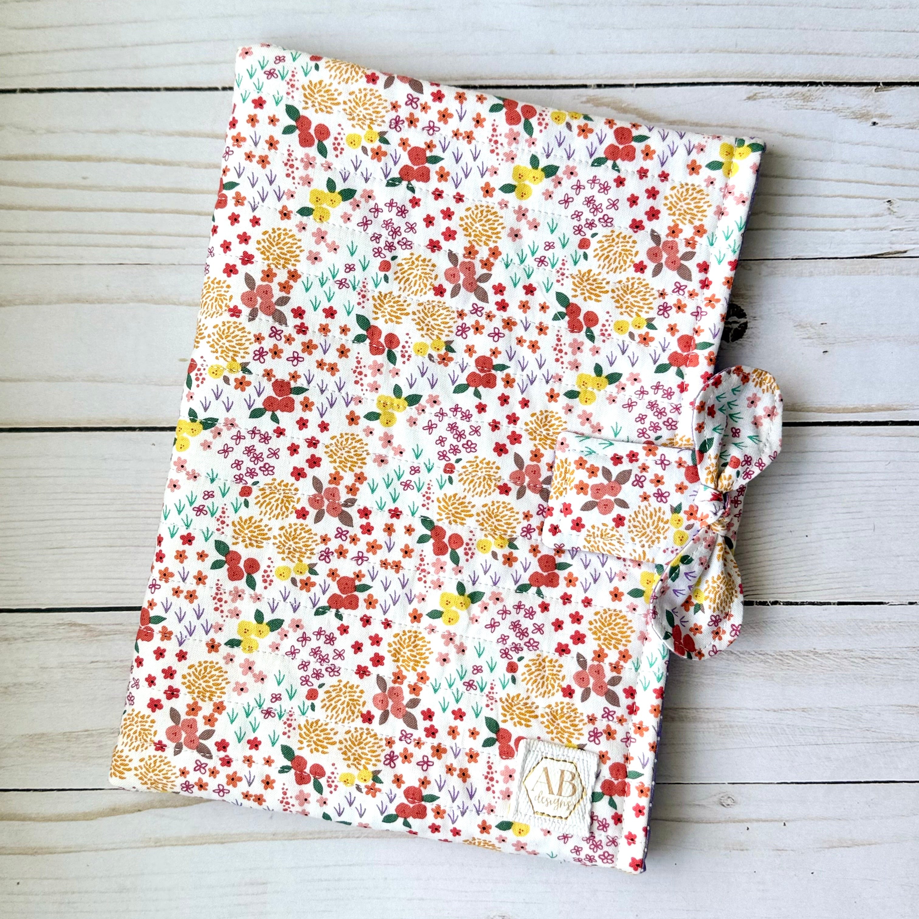 Quilted Fabric Book Sleeve with Magnetic Clasp and Bow