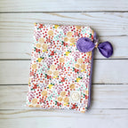 Quilted Fabric E-Reader Sleeve with Zipper and Bow Pull