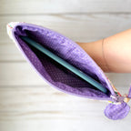 Quilted Fabric E-Reader Sleeve with Zipper and Bow Pull