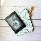 Quilted Fabric E-Reader Sleeve with Zipper and Bow Pull