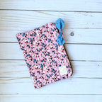 Quilted Fabric E-Reader Sleeve with Zipper and Bow Pull