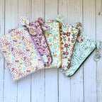 Quilted Fabric E-Reader Sleeve with Zipper and Bow Pull