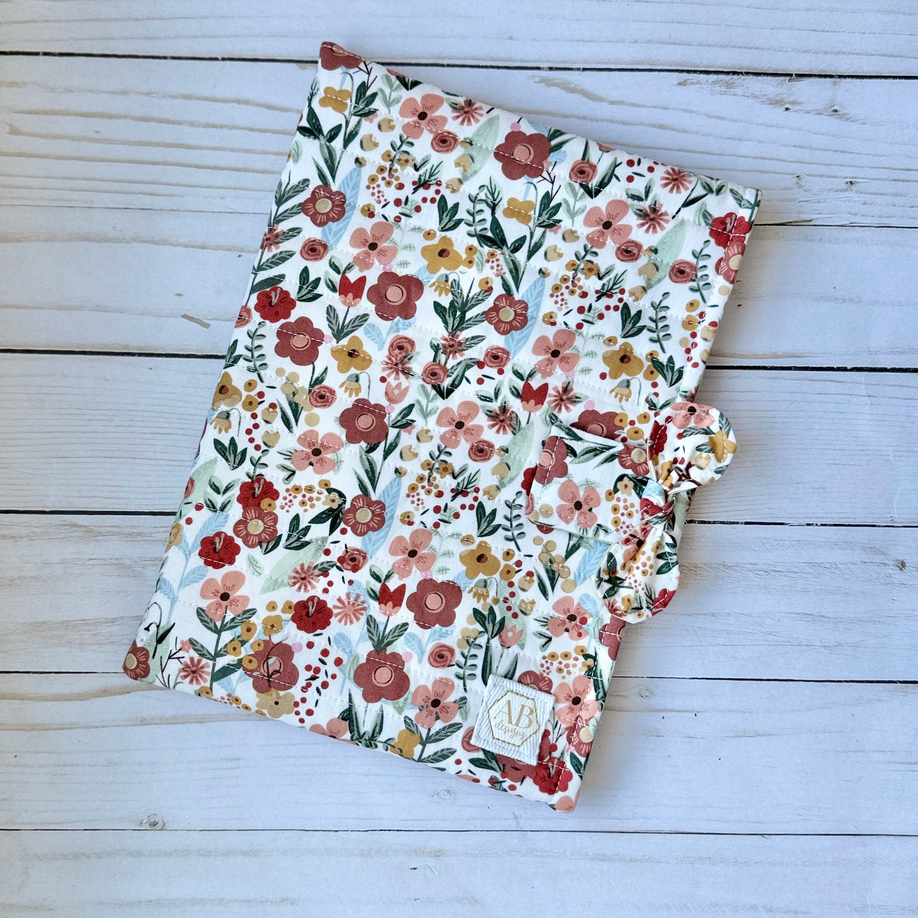 Quilted Fabric Book Sleeve with Magnetic Clasp and Bow